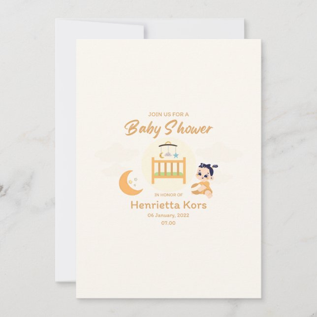 Carte de Baby shower de taille d'enveloppe imprima (Devant)