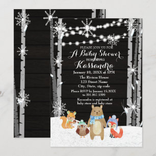 Carte de Baby shower des forêts d'animaux des bois