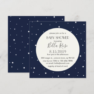 Carte de Baby shower d'étoile Pleine lune bleue de