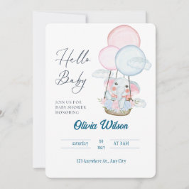 Carte de Baby Shower Éléphant Fantaisie – Design U