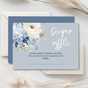 Carte de baby shower floral bleu et blanc poussiér