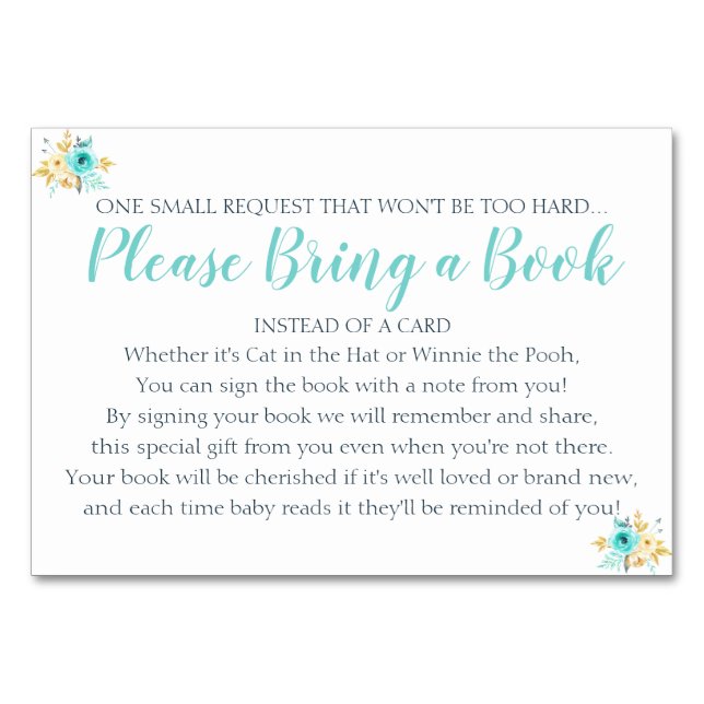 Carte de Baby shower Floral Turquoise Gold (Devant)