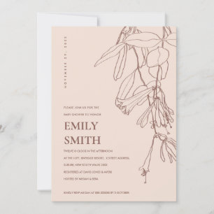 CARTE DE BABY SHOWER FLORALE DE DESSIN BROWN BLUSH