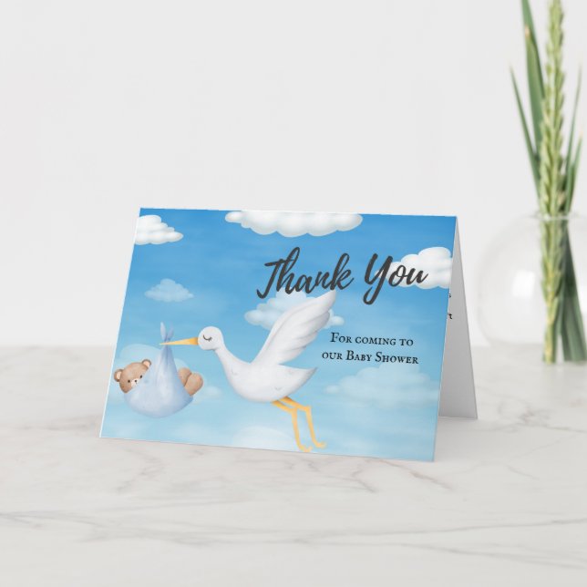Carte de Baby shower Merci Stork Boys (Devant)