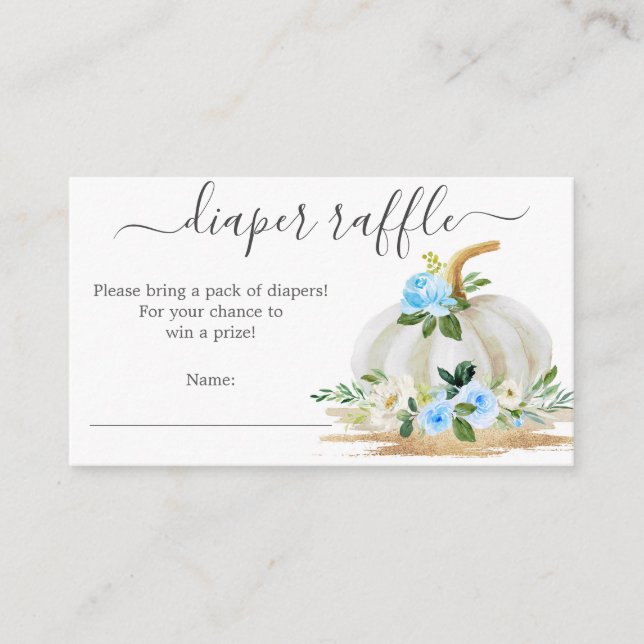 Carte de Baby shower petit Citrouille Blue Diaper (Devant)
