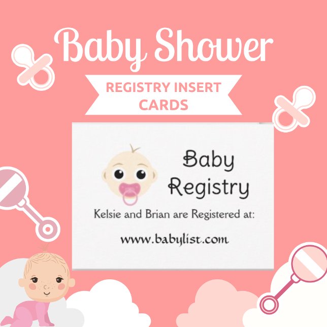 Carte de Baby shower pour fille rose du registre p (Créateur téléchargé)