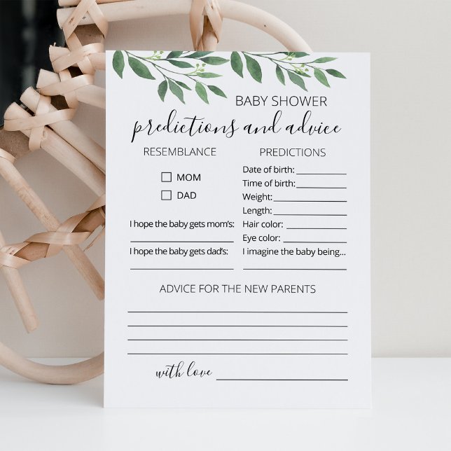 Carte de Baby shower pour les prédictions et conse (Créateur téléchargé)