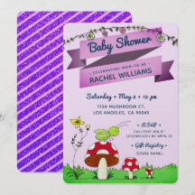 Carte de Baby shower pourpre Sparket Garden