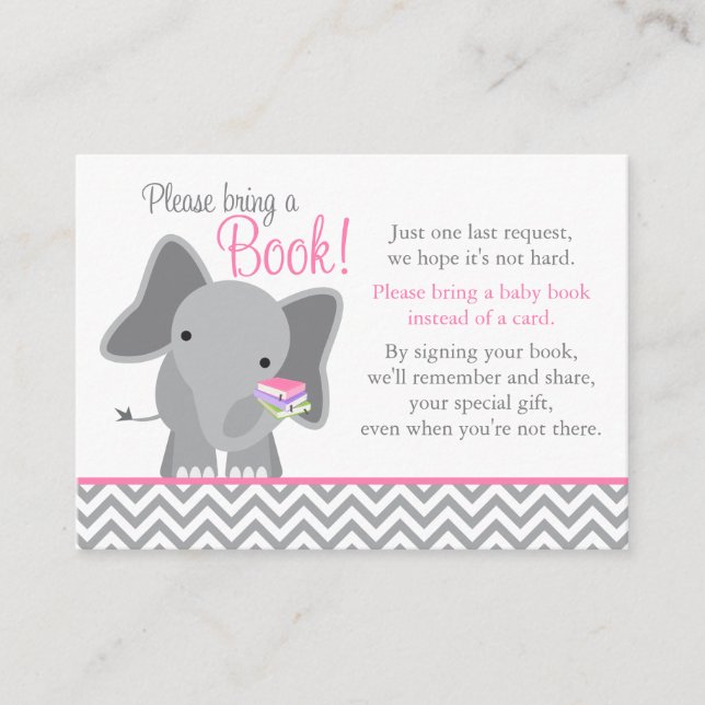 Carte de Baby shower rose Cute Elephant Chevron (Devant)