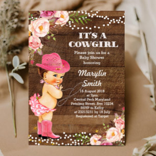 Carte de Baby shower rustique Cowgirl