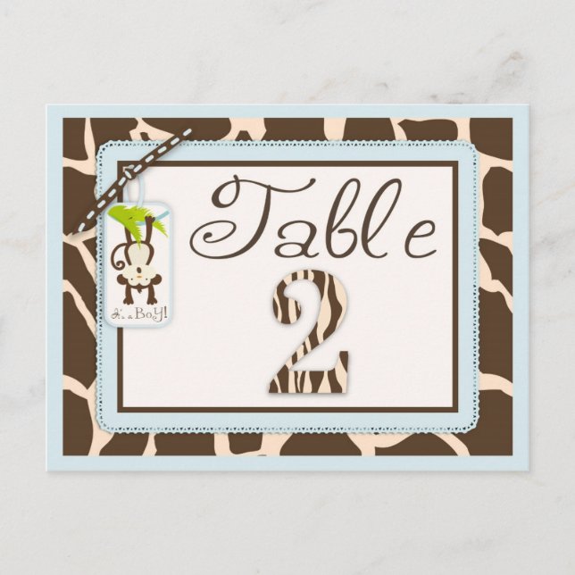 Carte de Baby shower Safari Monkey Poster de anima (Devant)