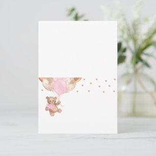 Carte de Baby Shower Teddy Bear Rose Gold Balloons