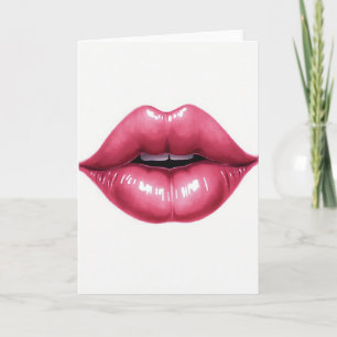 Carte de baiser aux lèvres roses simples