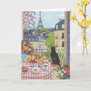 Carte de balcon parisien petit-déjeuner Tour Eiffe