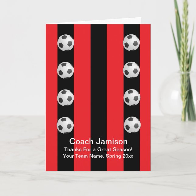 Carte de balle de soccer pour entraîneur, rouge/no (Devant)