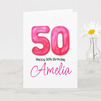 Carte de ballon numéro d'anniversaire 50 personnal
