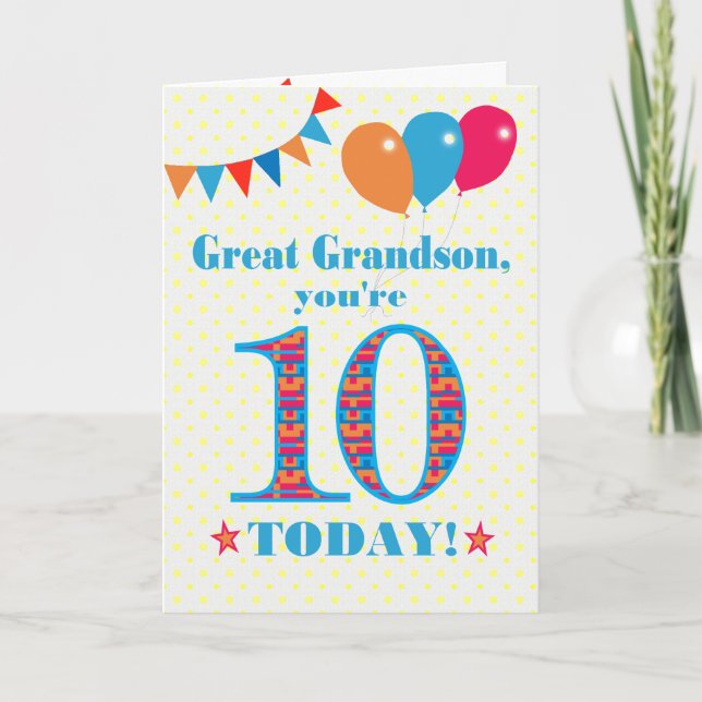 Carte de ballons à bascule Great Grandson 10e anni (Devant)