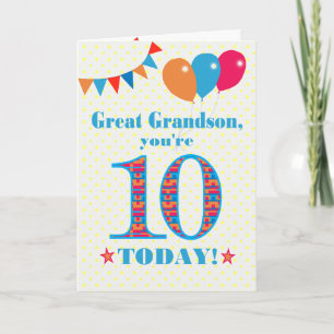 Carte de ballons à bascule Great Grandson 10e anni