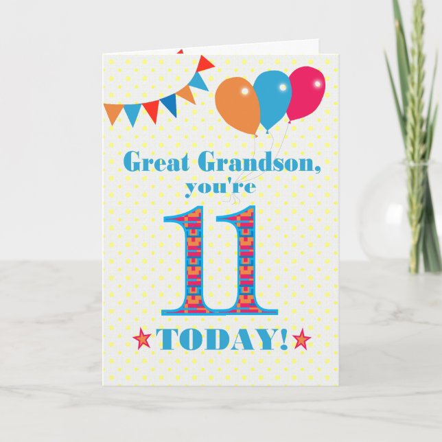 Carte de ballons à bascule Great Grandson 11e anni (Devant)