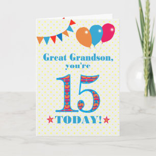 Carte de ballons à bascule Great Grandson 15e anni