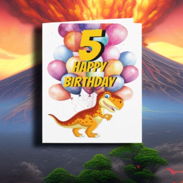 Carte de ballons d'anniversaire Dinosaur T Rex Gol (popular dinosaur gifts available on Zazzle)