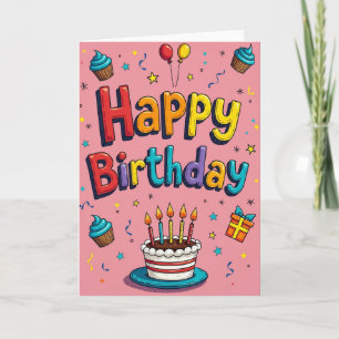 Carte de Ballons d'Anniversaire Lumineux