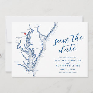 Carte de Baltimore Maryland Mariage Moderne Minima