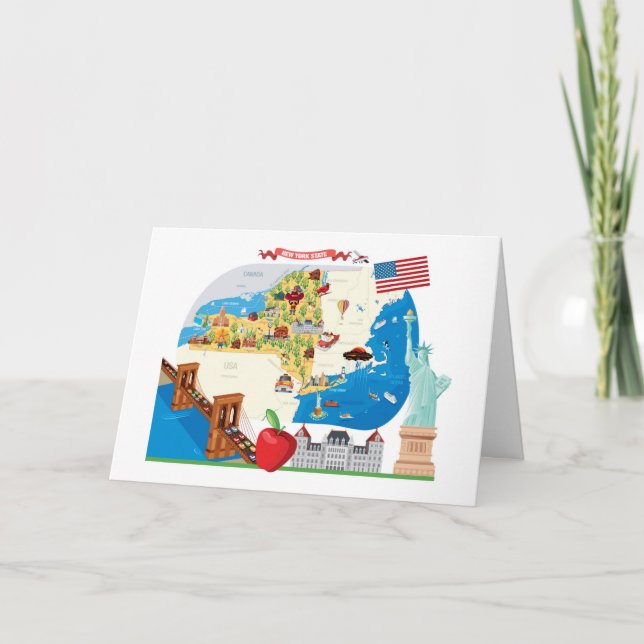 Carte de bande dessinée de l'état de New-York (Devant)