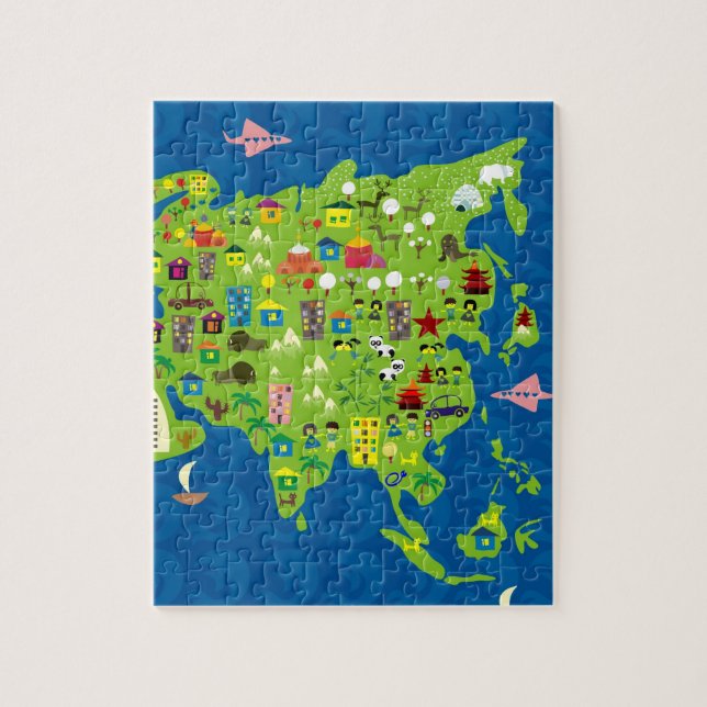 Carte de bande dessinée de puzzle de l'Asie (Vertical)