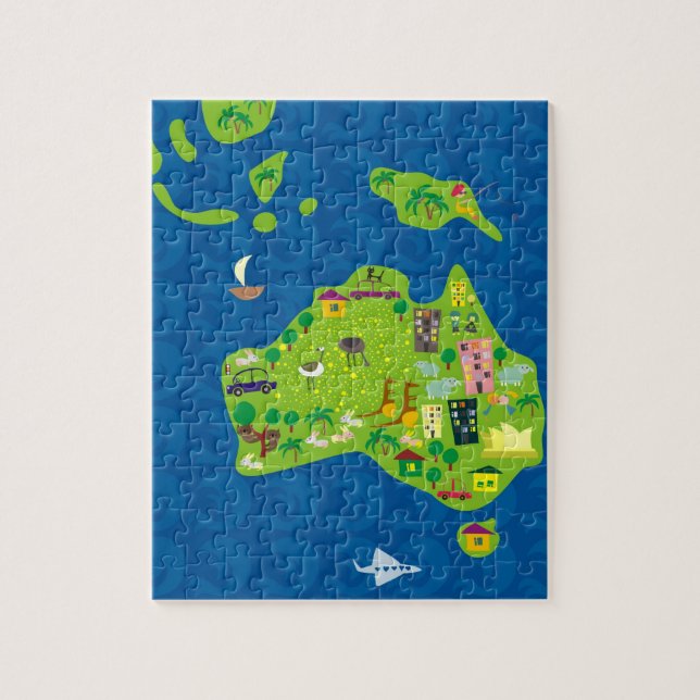 Carte de bande dessinée de puzzle de l'Australie (Vertical)