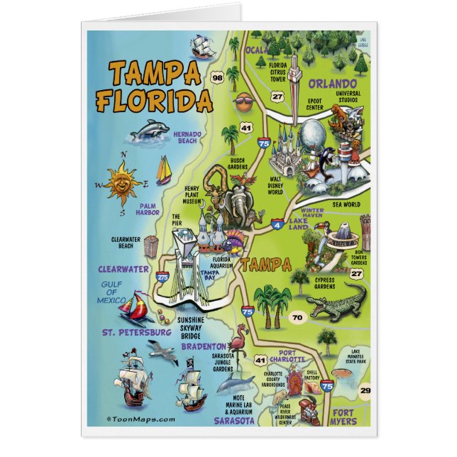 Carte de bande dessinée de Tampa la Floride (Devant)