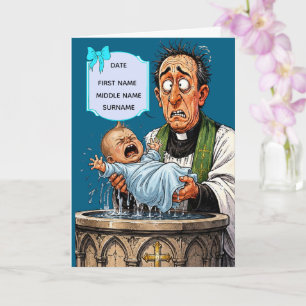 Carte de baptême drôle – Bébé garçon qui pleure