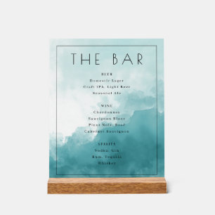 Carte de Bar à l'Aquarelle Bleue Calme