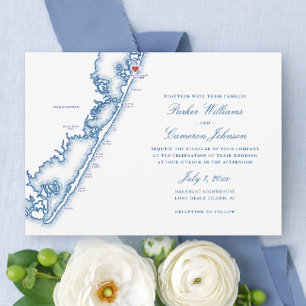 Carte de Barnegat Light NJ Élégante Mariage Bleu N