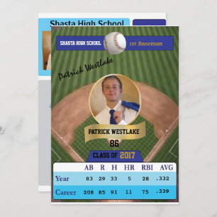 Carte de base-ball avec des invitations de diplômé