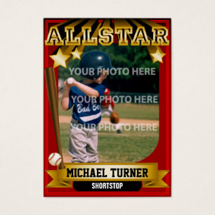 Carte de base-ball faite sur commande rouge foncé