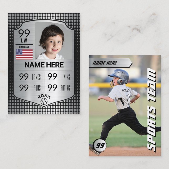 Carte de baseball de baseball de baseball de baseb (Devant / Derrière)