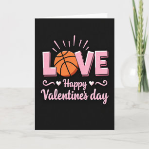 Carte de basketball d'amour aux lignes roses