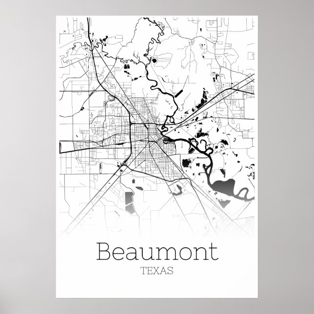 Carte de Beaumont - Texas - Poster de la carte de  (Devant)