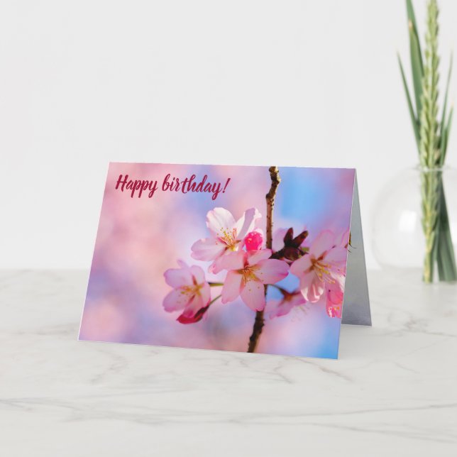 Carte De Belles Fleurs Sakura Sur Une Brèche Verticale (Devant)