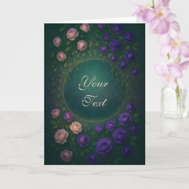 Carte De belles roses romantiques violettes et roses (Orchidée)