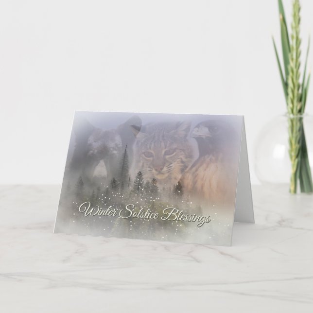 Carte de bénédictions de solstice d'hiver de faune (Devant)
