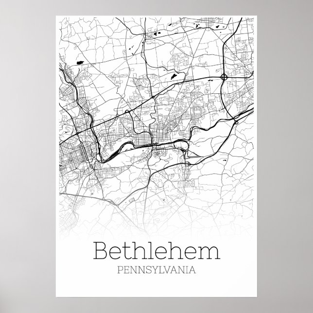 Carte de Bethléem - Pennsylvanie - Poster de la ca (Devant)
