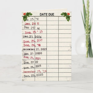 Carte de bibliothèque ancienne Noël 2025