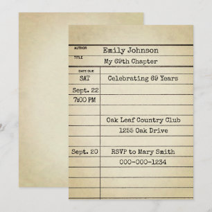 Carte de bibliothèque ancienne pour une fête d'ann
