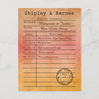 Carte de bibliothèque dorée orange vintage Sauvega