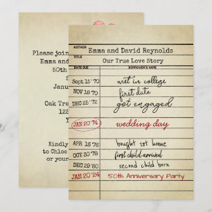 Carte de bibliothèque rétro 50e anniversaire