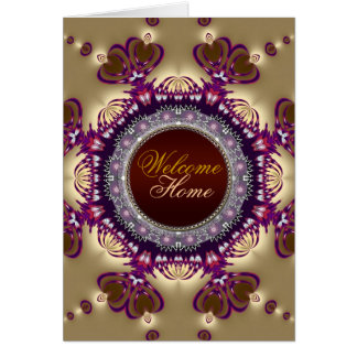 Carte de bienvenue à la maison or satin coeurs jum