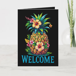 Carte de bienvenue à l'ananas tropical Aloha