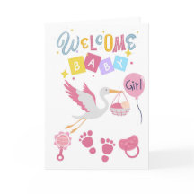Carte de Bienvenue Bébé Fille
